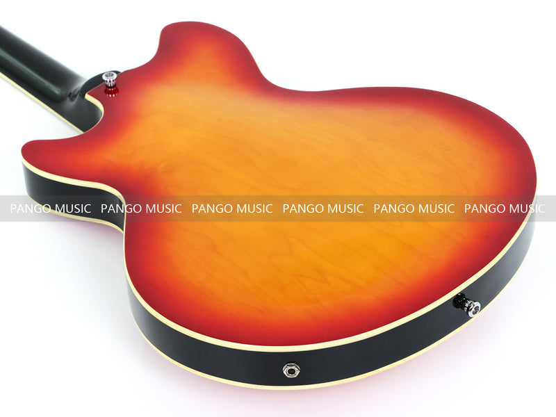 Semi-Hollow Body Electric Guitar with Gloss Orange Sunburst Finish (PHY-119X)