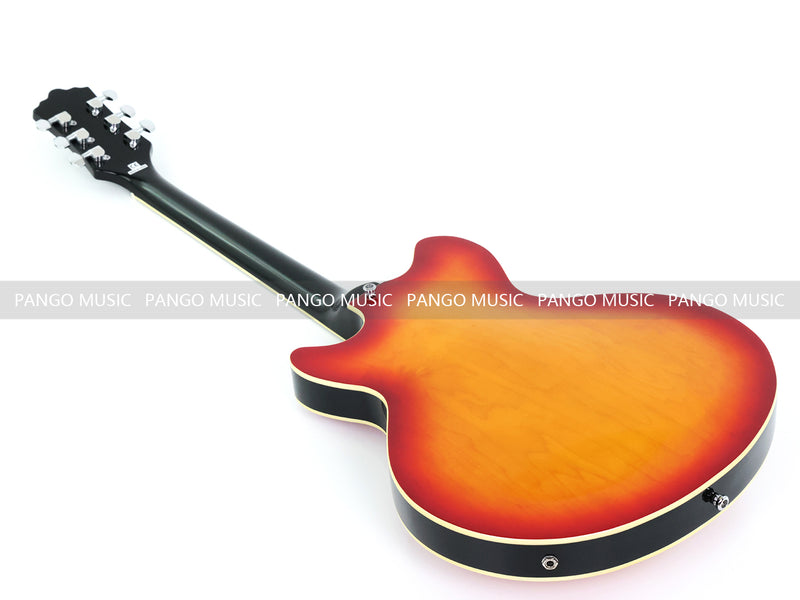 Semi-Hollow Body Electric Guitar with Gloss Orange Sunburst Finish (PHY-119X)