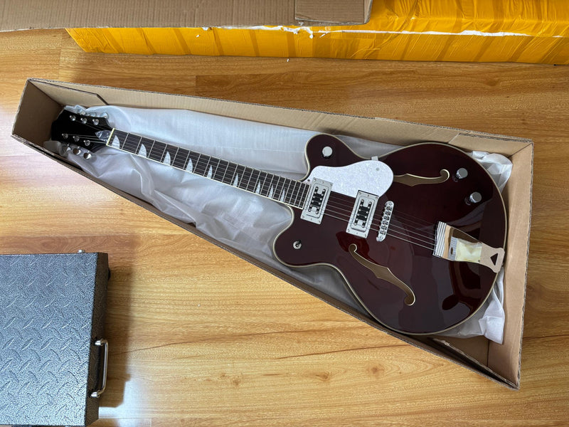 Semi-Hollow Body ES-335 Style Electric Guitar with Gloss Burgundy Finish (HY-2603)