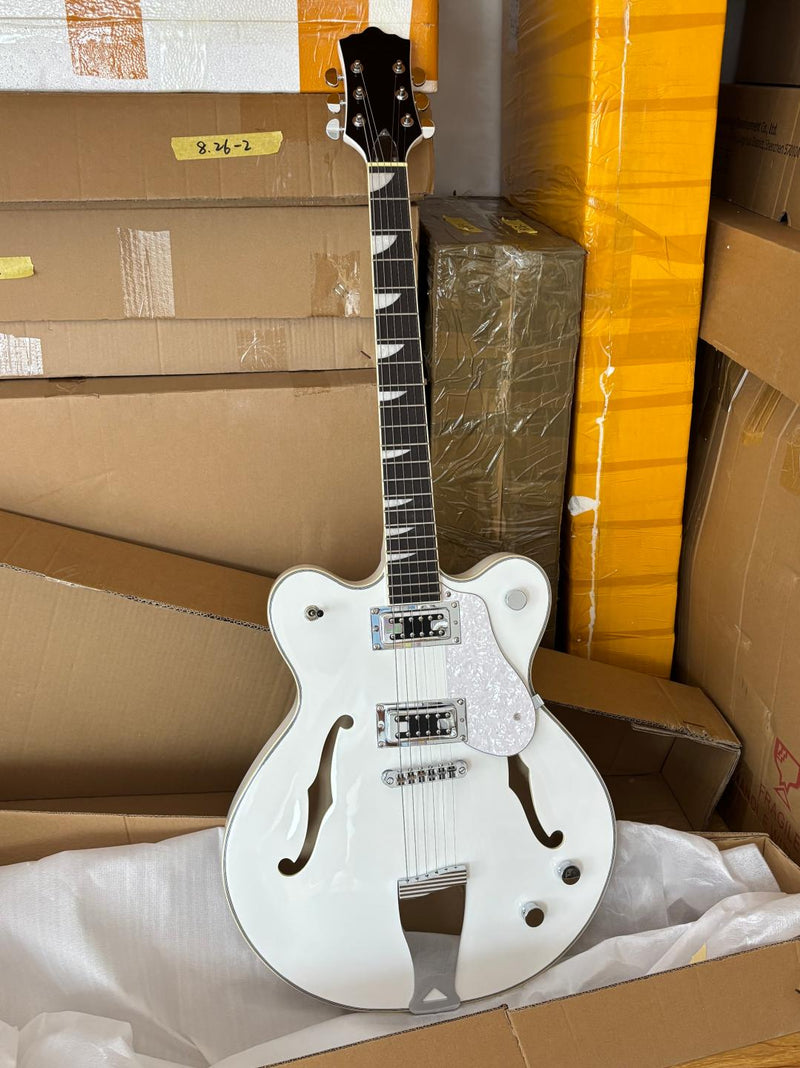 Semi-Hollow Body ES-335 Style Electric Guitar with Gloss White Finish (HY-2606)