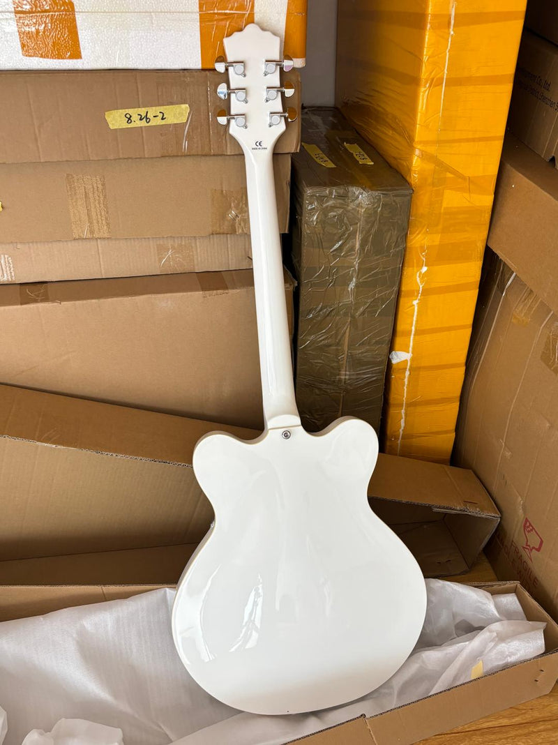 Semi-Hollow Body ES-335 Style Electric Guitar with Gloss White Finish (HY-2606)