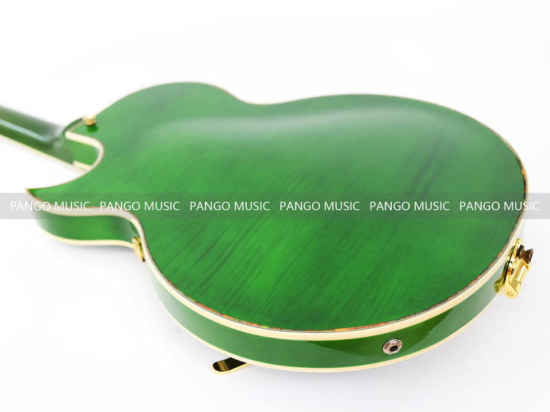 Semi Hollow All Green Electric Guitar with Flamed Maple Top (ZQN0201)