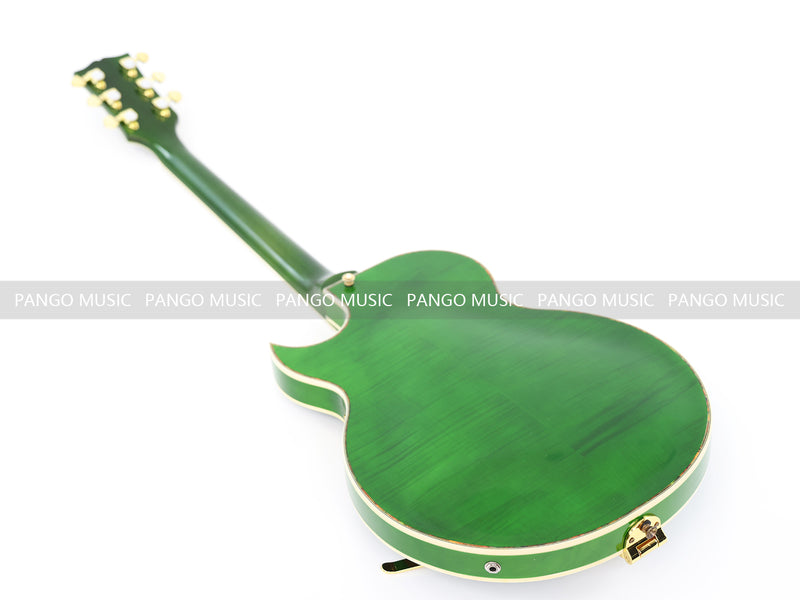 Semi Hollow All Green Electric Guitar with Flamed Maple Top (ZQN0201)