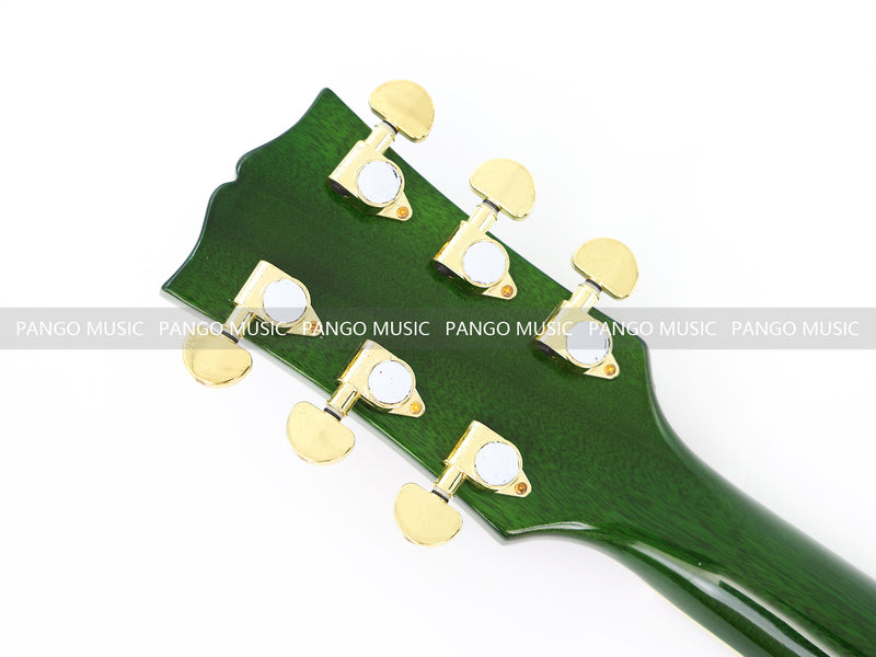 Semi Hollow All Green Electric Guitar with Flamed Maple Top (ZQN0201)