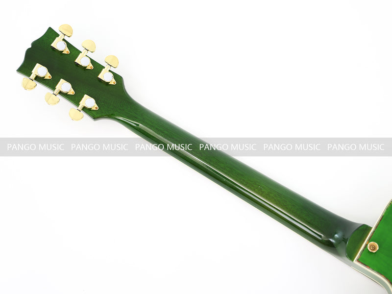 Semi Hollow All Green Electric Guitar with Flamed Maple Top (ZQN0201)