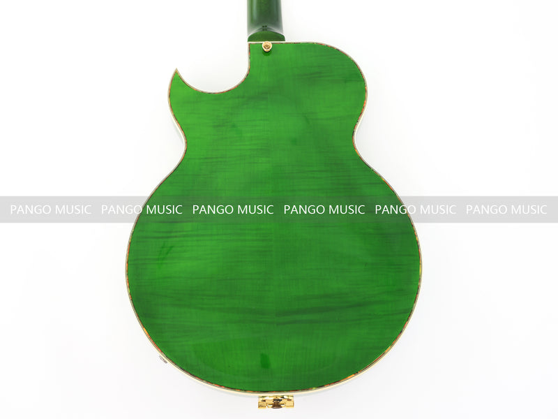 Semi Hollow All Green Electric Guitar with Flamed Maple Top (ZQN0201)