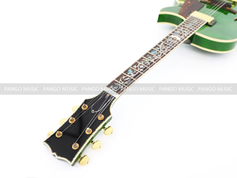 Semi Hollow All Green Electric Guitar with Flamed Maple Top (ZQN0201)