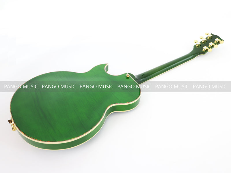 Semi Hollow All Green Electric Guitar with Flamed Maple Top (ZQN0201)