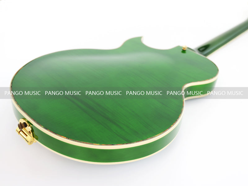Semi Hollow All Green Electric Guitar with Flamed Maple Top (ZQN0201)