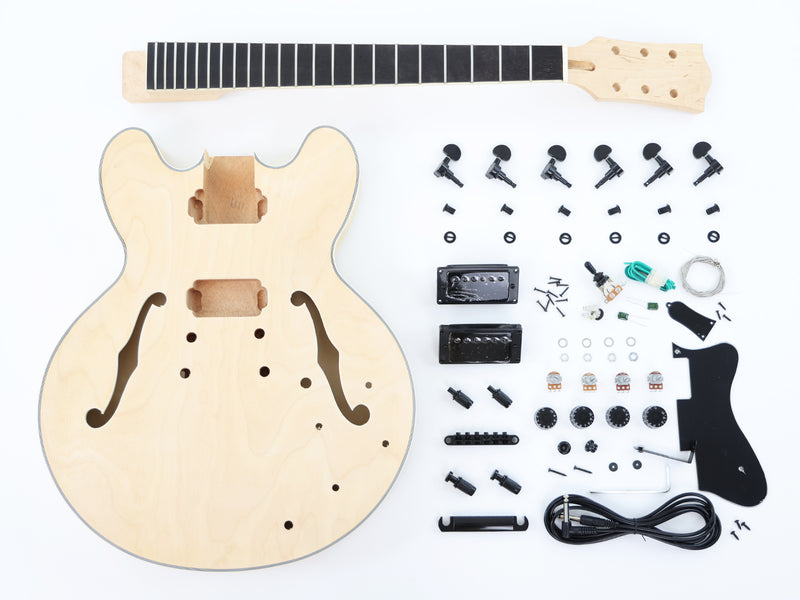 Semi Hollow Body DIY Electric Guitar Kit with Ebony Fretboard (LRF-045, Limited Edition)