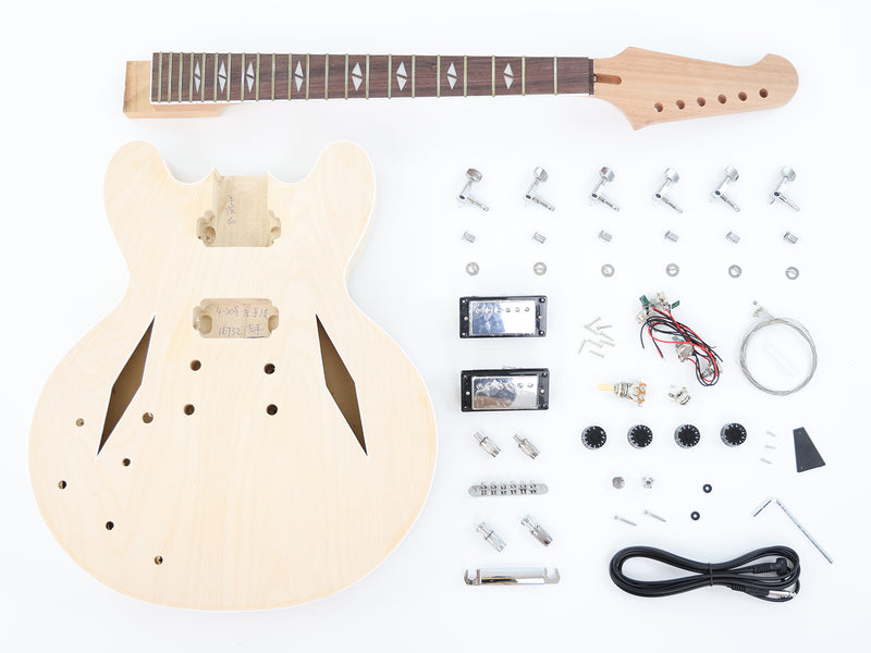 Semi Hollow Body DIY Electric Guitar Kit with Reverse Headstock (16732, Limited Edition)