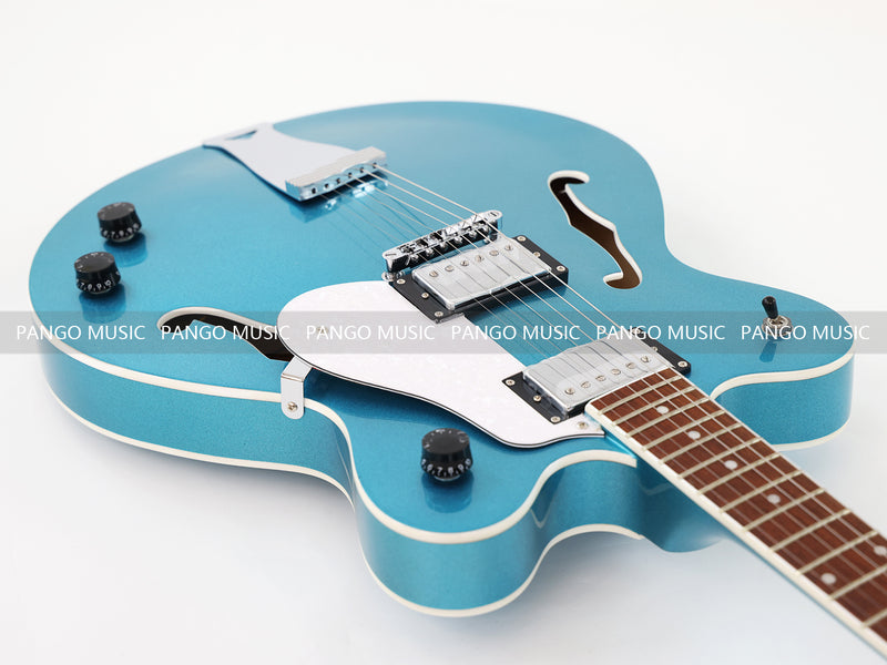 Semi Hollow Body Sky Blue Electric Guitar with Metallic Finish (PHY-154, Limited Edition, Flash Sale)