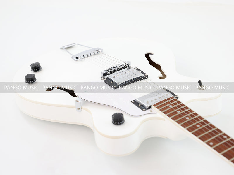 Semi Hollow Body White Electric Guitar (PHY-152, Limited Edition, Flash Sale)