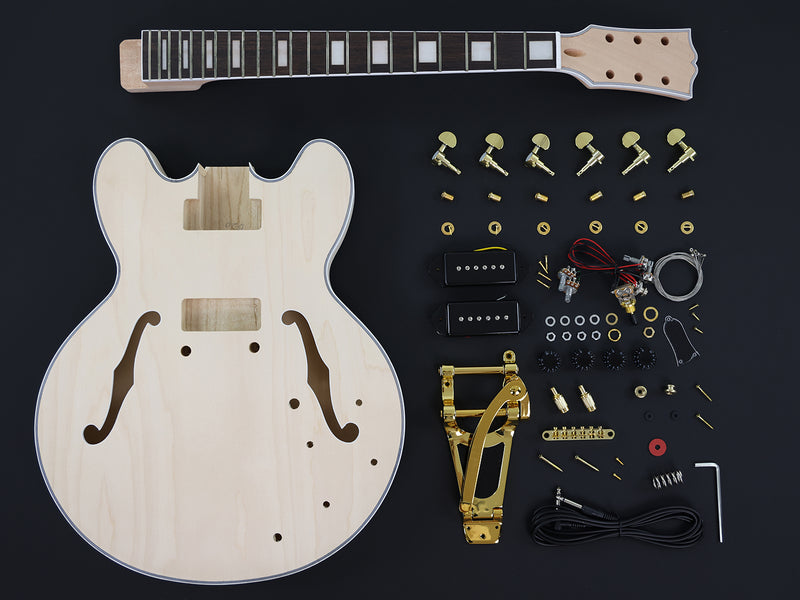 Semi Hollow ES-335 DIY Electric Guitar Kit with P90 Pickups (PES335-29F)