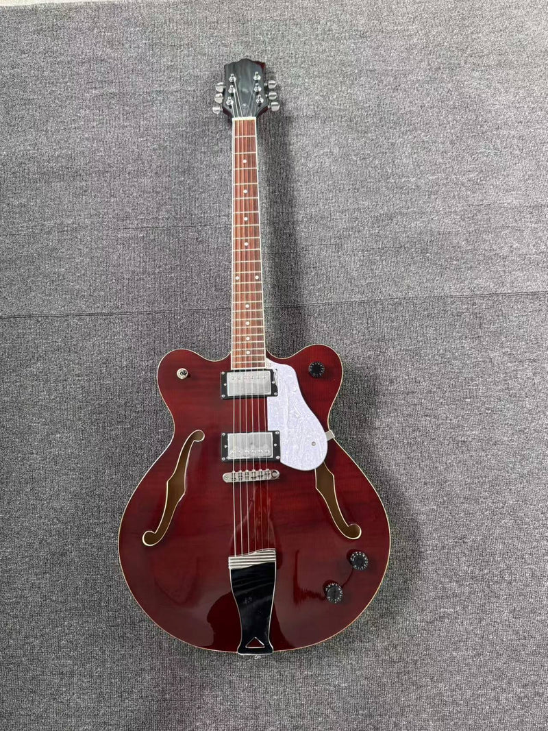 Semi Hollow Body ES-335 Style Burgundy Finish Electric Guitar (PHY-159)