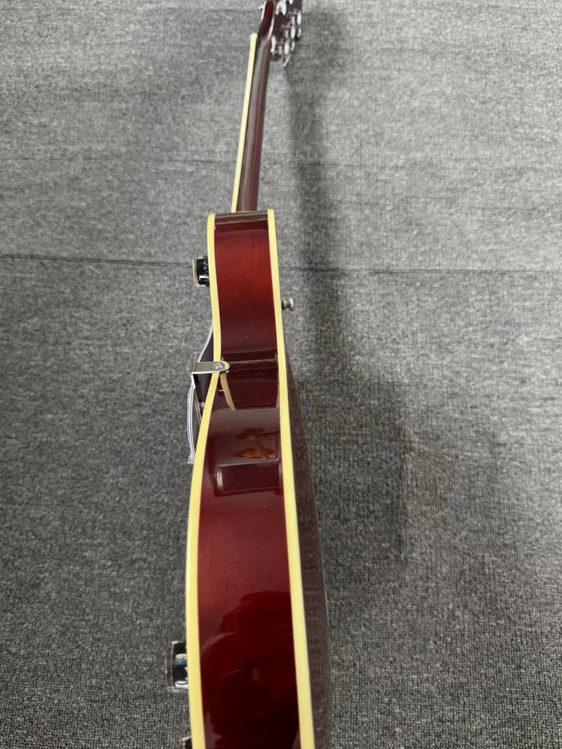 Semi Hollow Body ES-335 Style Burgundy Finish Electric Guitar (PHY-159)