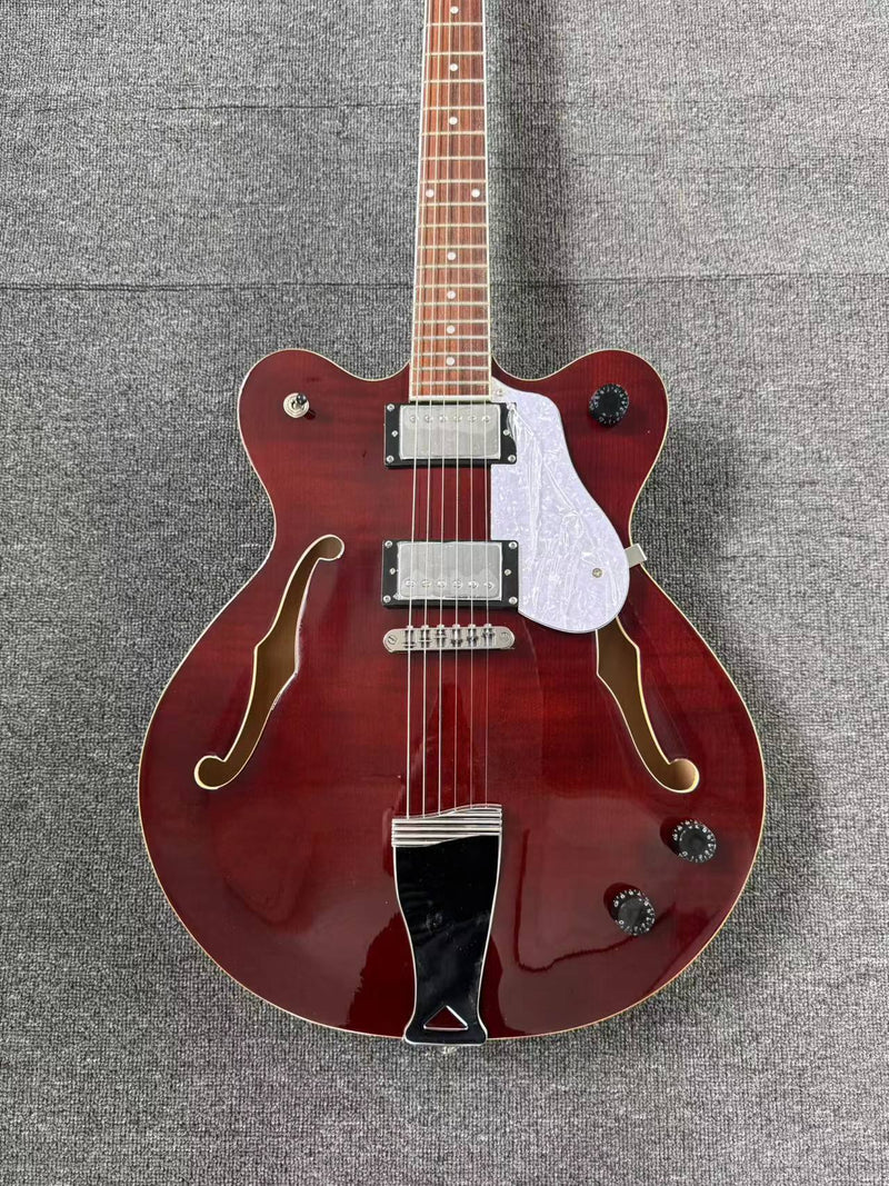 Semi Hollow Body ES-335 Style Burgundy Finish Electric Guitar (PHY-159)