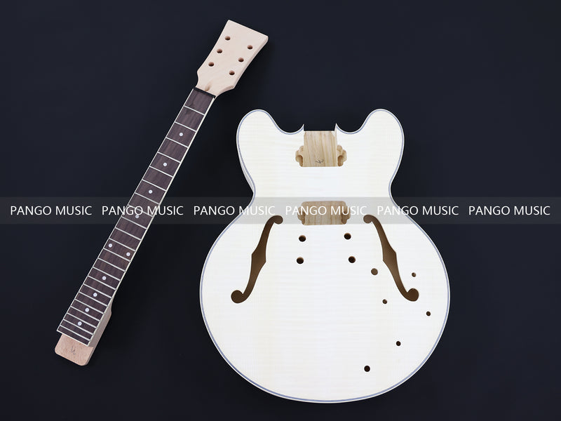 Semi Hollow ES-335 Style DIY Electric Guitar Kit with Blank Headstock (PHS-335F, Fast Shipping, Tariff-free)