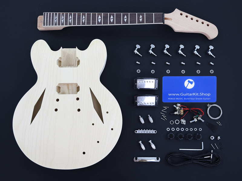 Semi-Hollow Body DIY Electric Guitar Kit (PHB-750F, Fast Shipping, Tariff-free)