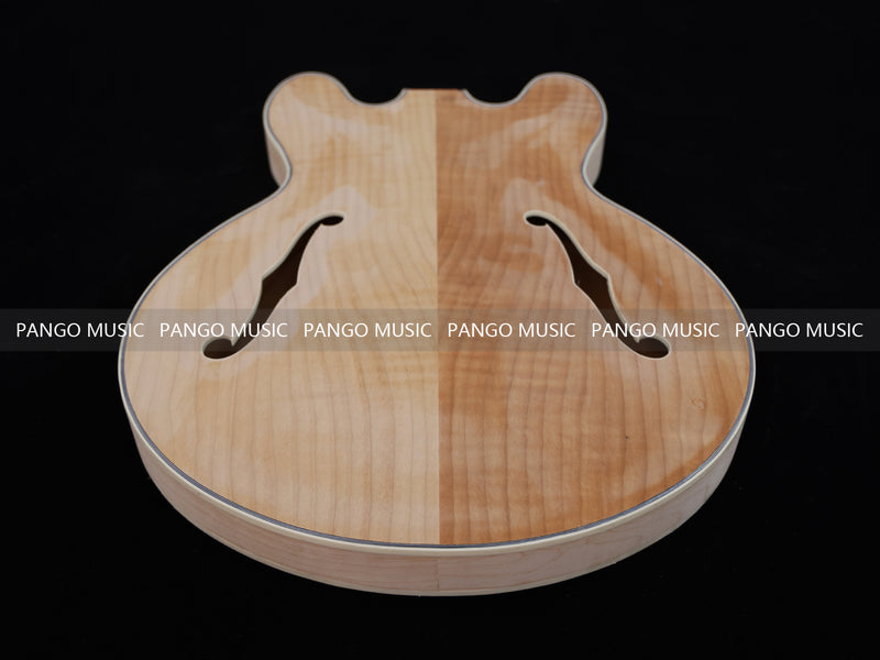 Semi-Hollow Unfinished Maple DIY Electric Guitar Body (004)