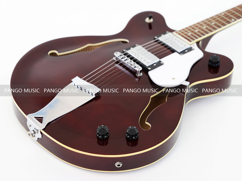 Semi Hollow Body ES-335 Style Burgundy Finish Electric Guitar (PHY-159)