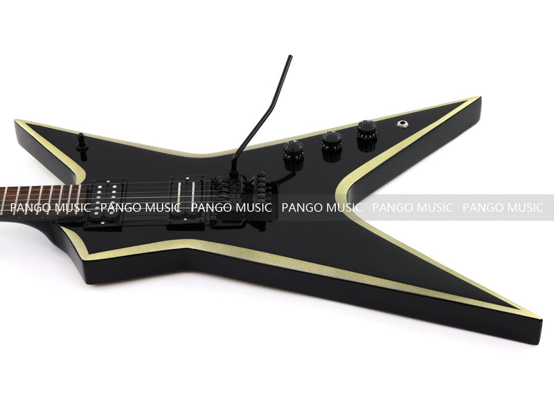 Sharp Pointed Star V Gloss Black Finish Electric Guitar (LRG-018X)
