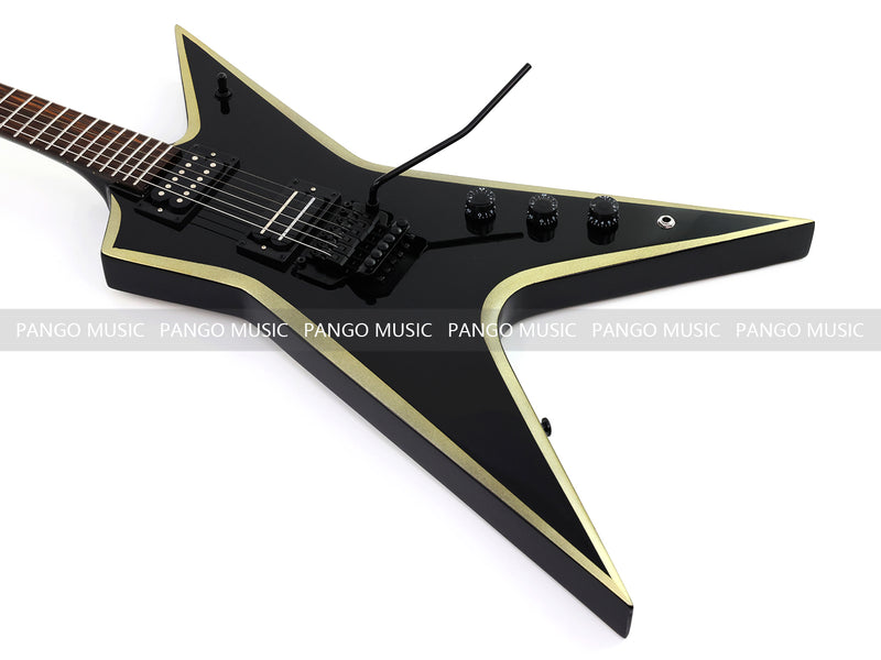Sharp Pointed Star V Gloss Black Finish Electric Guitar (LRG-018X)