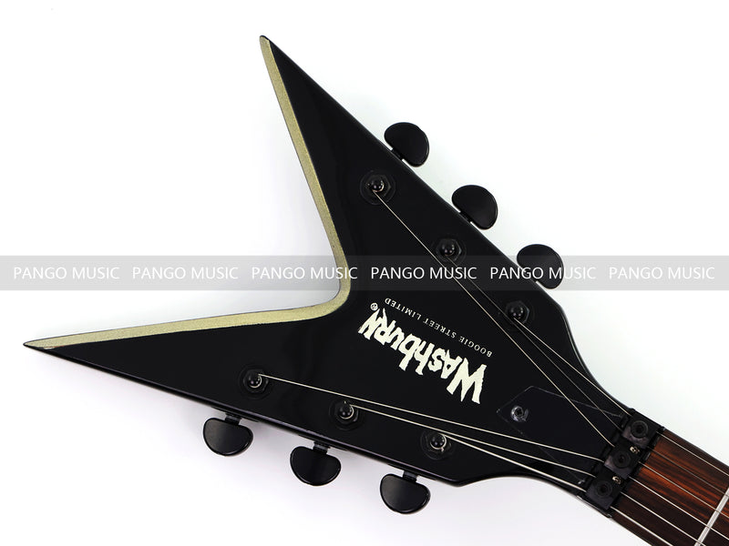 Sharp Pointed Star V Gloss Black Finish Electric Guitar (LRG-018X)