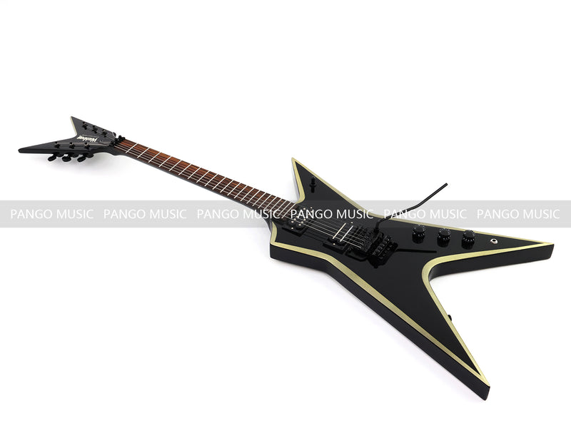 Sharp Pointed Star V Gloss Black Finish Electric Guitar (LRG-018X)