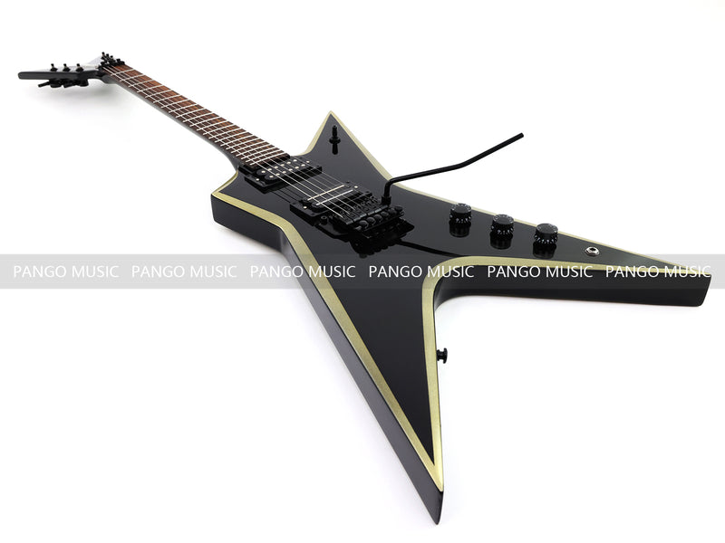 Sharp Pointed Star V Gloss Black Finish Electric Guitar (LRG-018X)