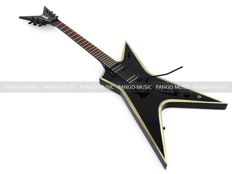 Sharp Pointed Star V Gloss Black Finish Electric Guitar (LRG-018X)