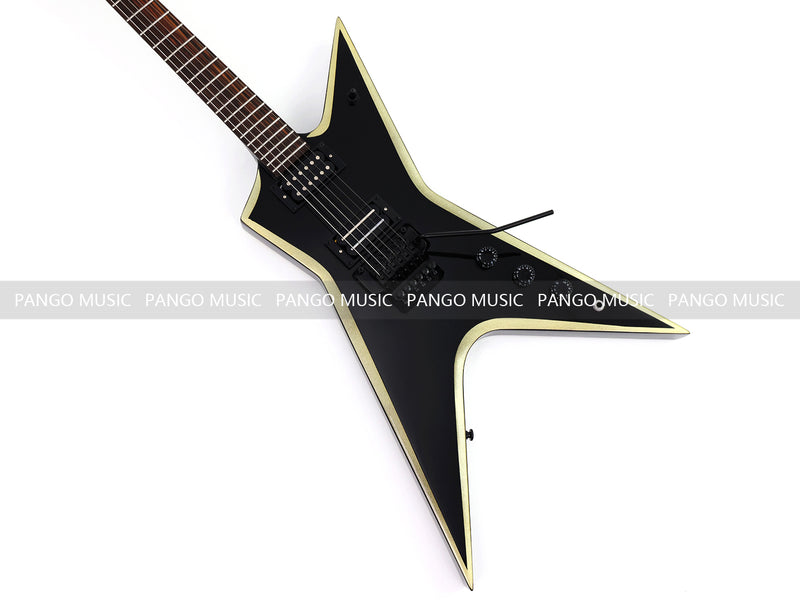 Sharp Pointed Star V Gloss Black Finish Electric Guitar (LRG-018X)