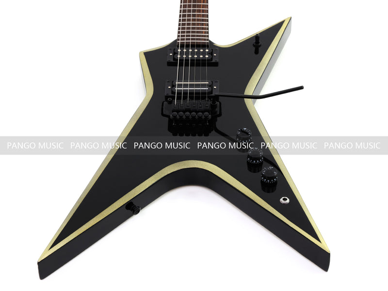 Sharp Pointed Star V Gloss Black Finish Electric Guitar (LRG-018X)