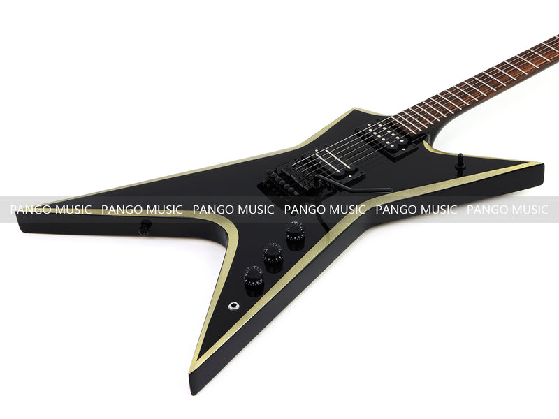 Sharp Pointed Star V Gloss Black Finish Electric Guitar (LRG-018X)