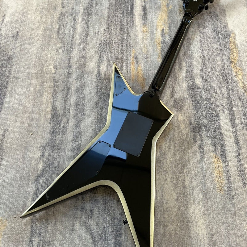 Sharp Pointed Star V Gloss Black Finish Electric Guitar (LRG-019)