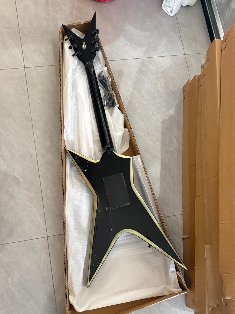 Sharp Pointed Star V Gloss Black Finish Electric Guitar (LRG-018X)
