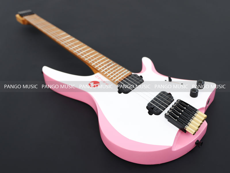 Slanted Frets Roasted Maple Neck Headless Electric Guitar with Active Electronics (PWT-1996X)