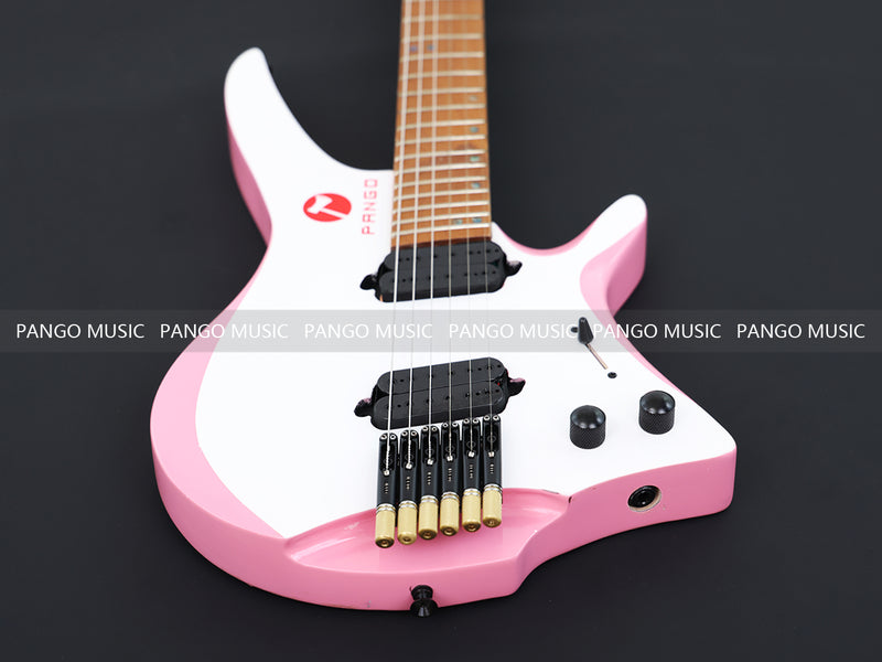 Slanted Frets Roasted Maple Neck Headless Electric Guitar with Active Electronics (PWT-1996X)