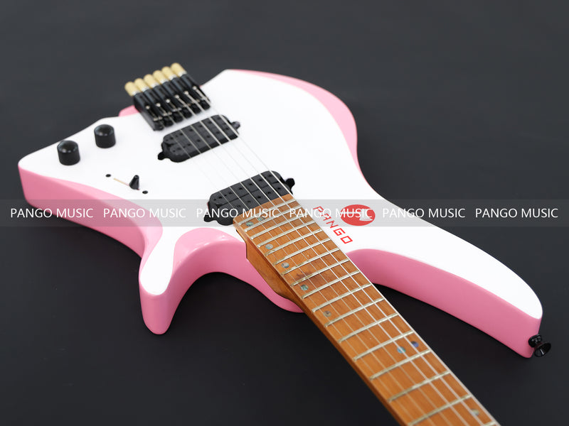 Slanted Frets Roasted Maple Neck Headless Electric Guitar with Active Electronics (PWT-1996X)