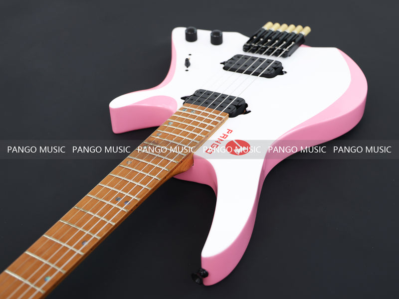 Slanted Frets Roasted Maple Neck Headless Electric Guitar with Active Electronics (PWT-1996X)