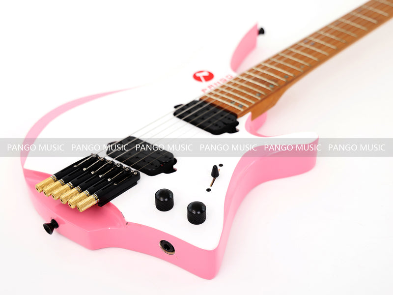 Slanted Frets Roasted Maple Neck Headless Electric Guitar with Active Electronics (PWT-1996X)