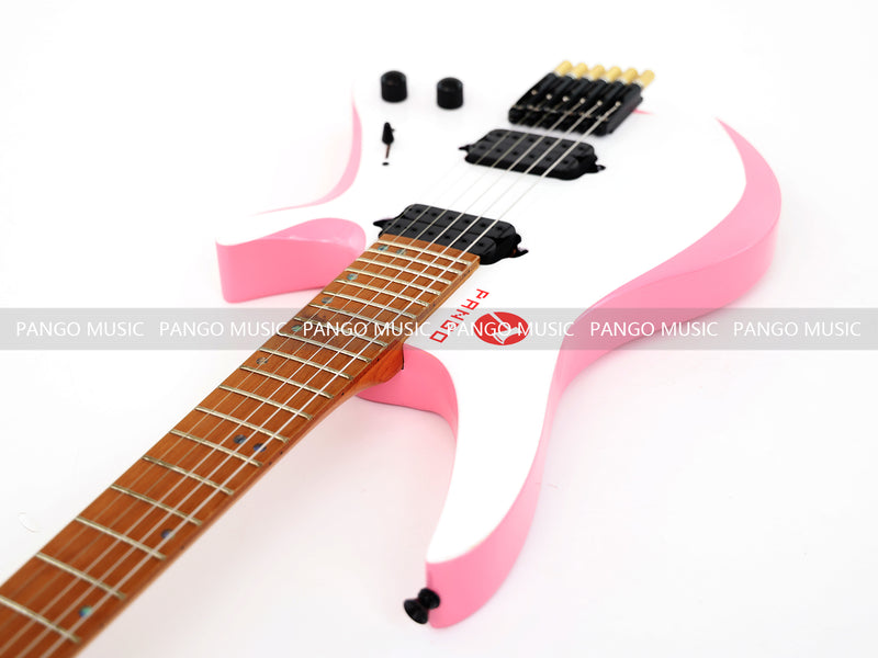 Slanted Frets Roasted Maple Neck Headless Electric Guitar with Active Electronics (PWT-1996X)