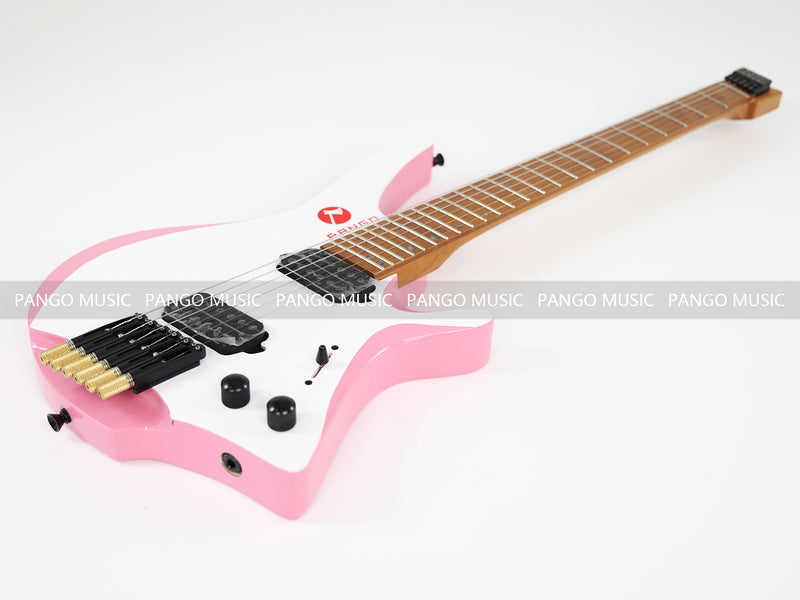 Slanted Frets Roasted Maple Neck Headless Electric Guitar with Active Electronics (PWT-1996)