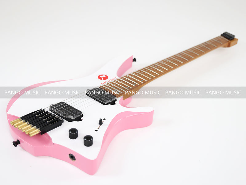 Slanted Frets Roasted Maple Neck Headless Electric Guitar with Active Electronics (PWT-1996)