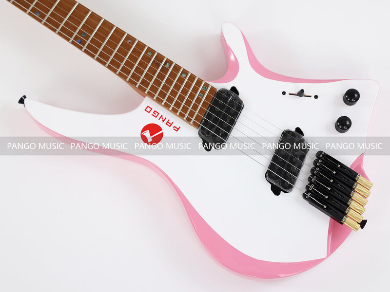 Slanted Frets Roasted Maple Neck Headless Electric Guitar with Active Electronics (PWT-1996)