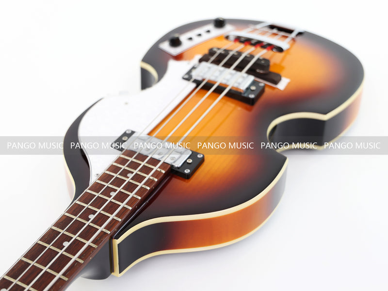 Sunburst Violin Semi-Hollow Body 4 String Electric Bass Guitar Bundle (PHY-165-B)