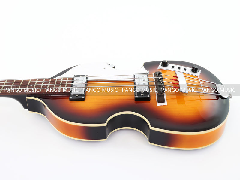 Sunburst Violin Semi-Hollow Body 4 String Electric Bass Guitar Bundle (PHY-165-B)