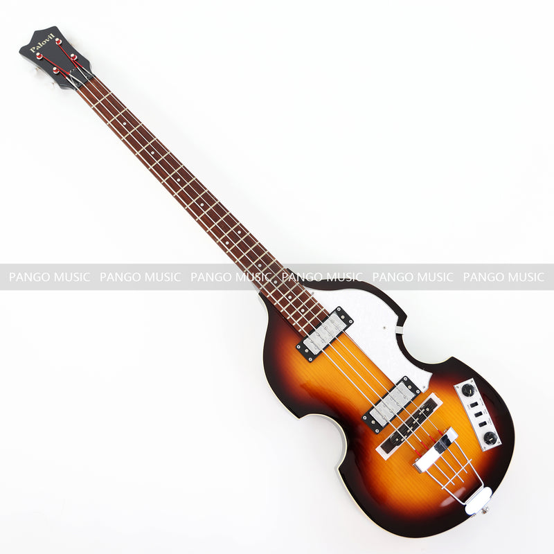 Sunburst Violin Semi-Hollow Body 4 String Electric Bass Guitar Bundle (PHY-165-B)