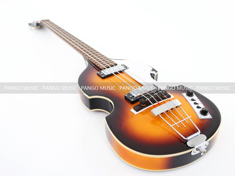 Sunburst Violin Semi-Hollow Body 4 String Electric Bass Guitar Bundle (PHY-165-B)