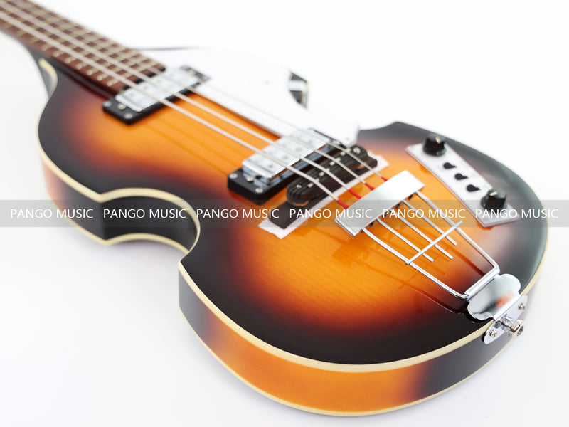Sunburst Violin Semi-Hollow Body 4 String Electric Bass Guitar Bundle (PHY-165-B)